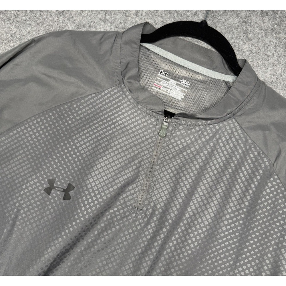 Under Armour 1/4 Zip Convertible Cage Jacket Mens Large L Gray Heatgear Baseball